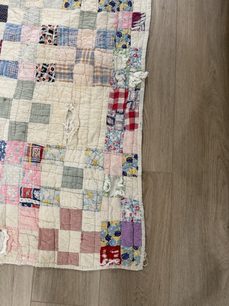 Old Vintage Patchwork Quilt 63 X 74