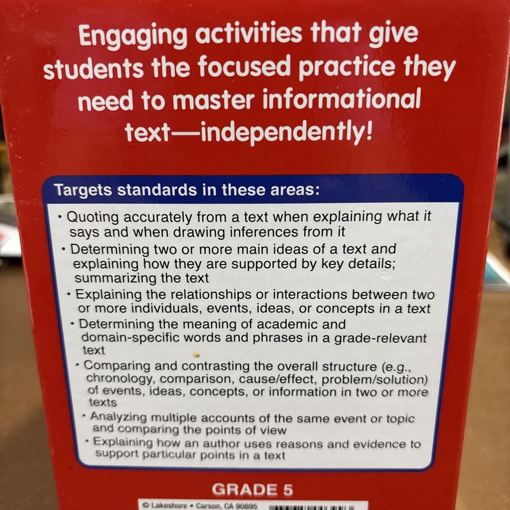 Informational Text Comprehension Center Fifth Grade