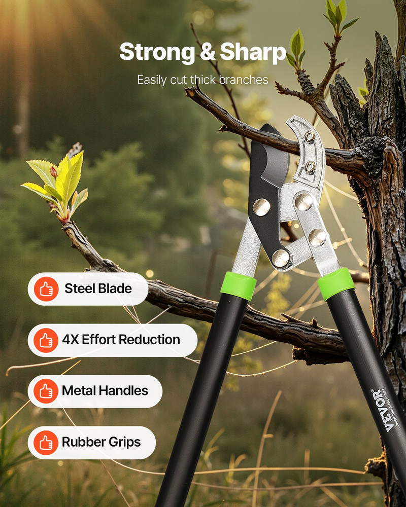 Loppers for Tree Trimming, Ergonomically Designed Handles
