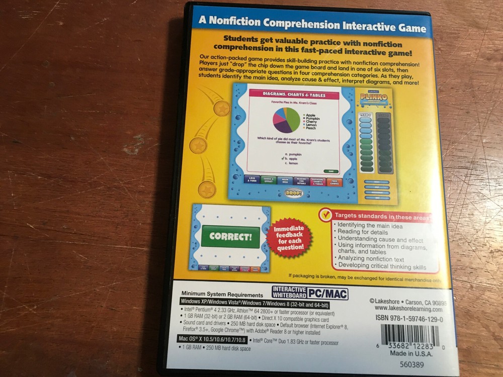 Plinko Nonfiction Comprehension Game Grade 3-4 PC/Mac