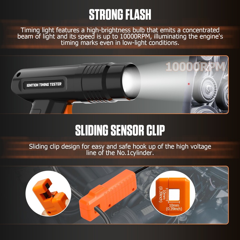Ignition Timing Light 12V Car Engine Inductive Ignition Timing Gun Strobe Kit