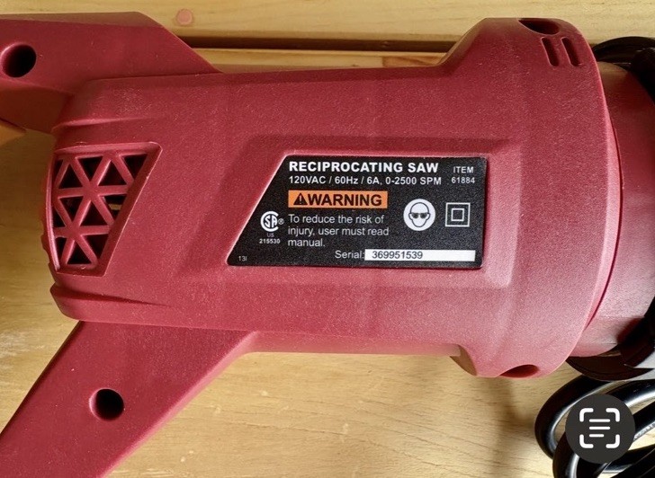 Chicago Electric 6 Amp Reciprocating Saw, Variable Speed Power Tool