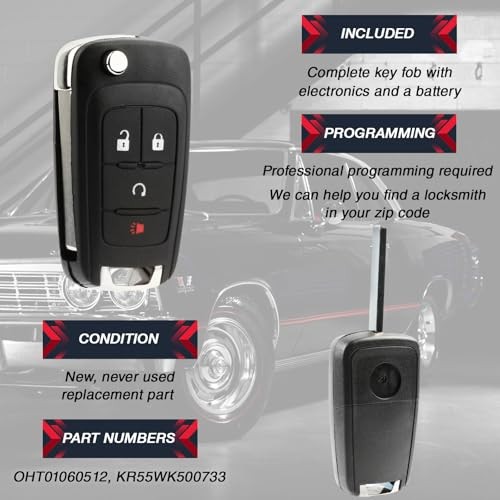 Keyless Entry Remote Start Car Flip Key Fob Control 4-Button Replacement One