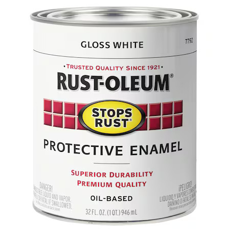 Rust-Oleum 7792502 Interior/Exterior Paint, Gloss, Oil Base, White, 1 Qt