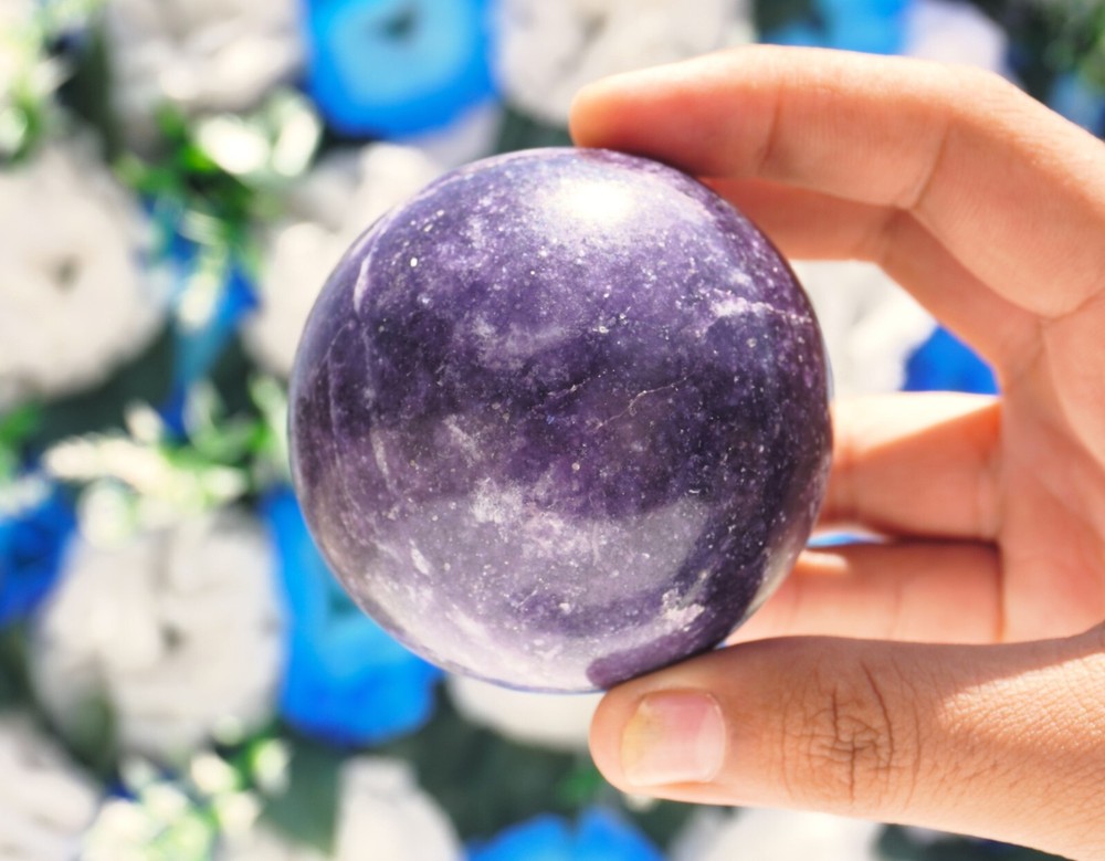 Natural 55MM Lepidolite Stone Metaphysical Sphere Ball