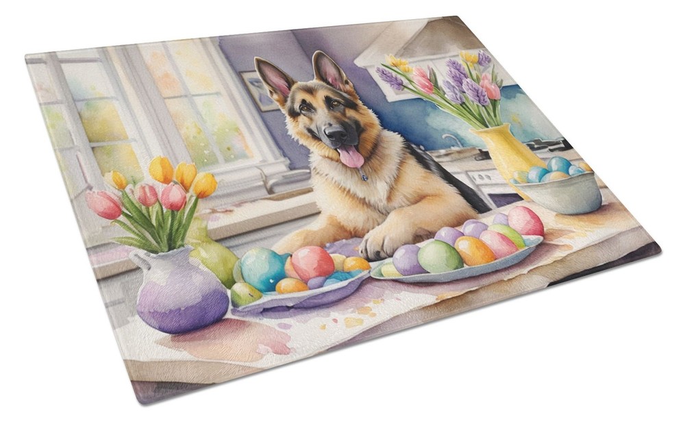 NEW Decorating Easter German Shepherd Glass Cutting Board Decorative Tempered