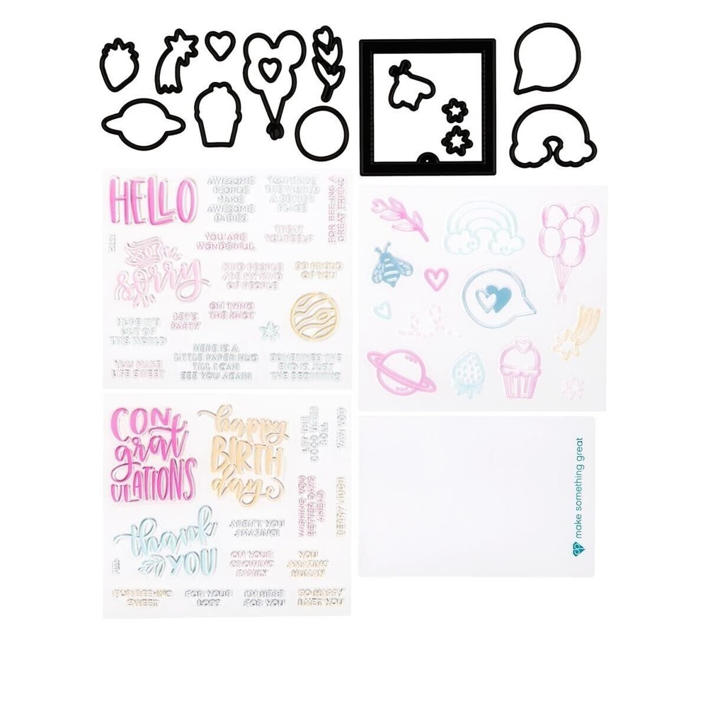 Diamond Press Surprise Message Stamp & Die Set New