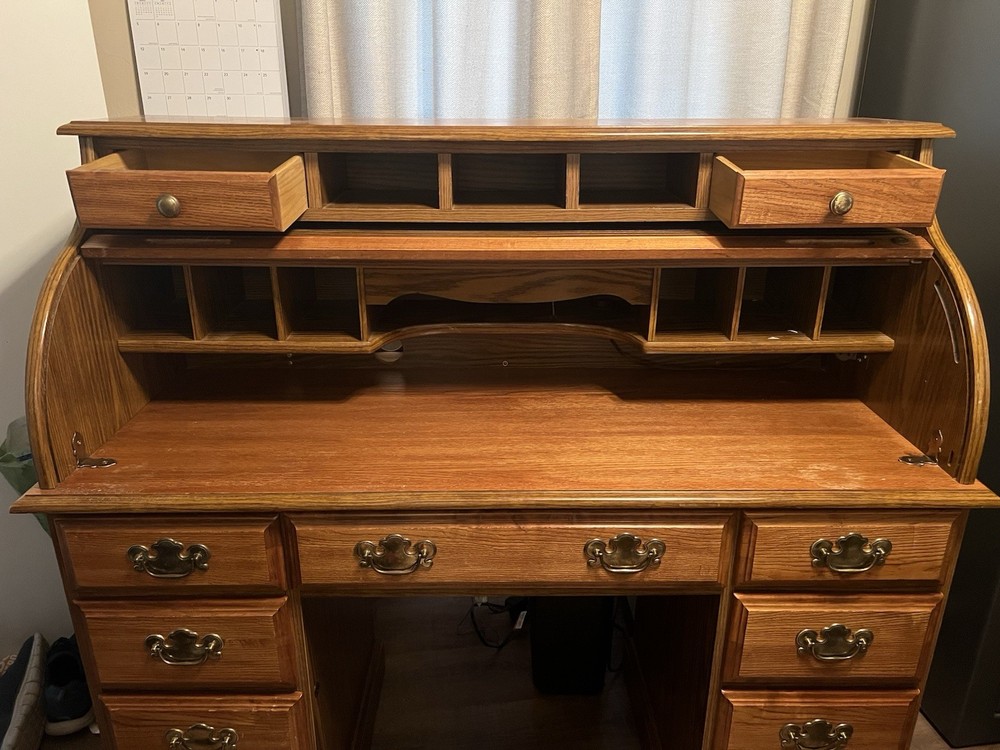 Solid Wood Antique Cylinder Desk