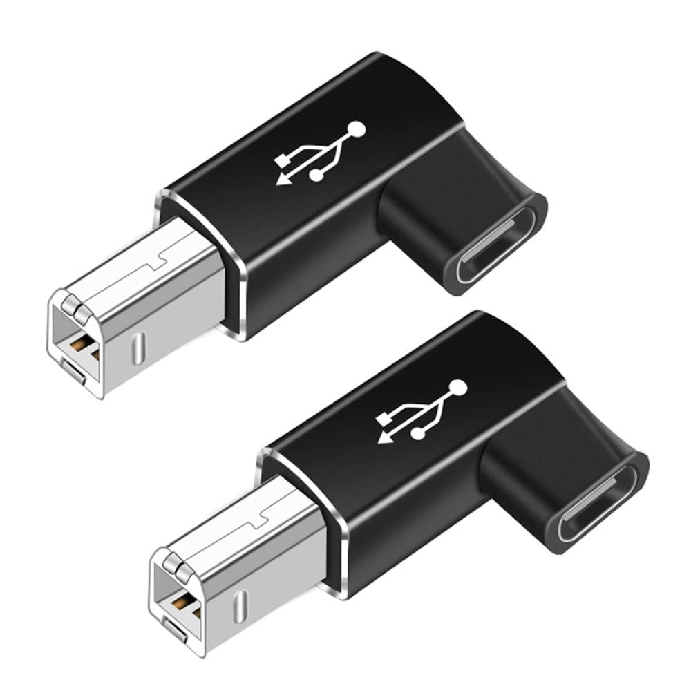Female USB C to B Printer Cable Adapter 2Pack, C MIDI Black