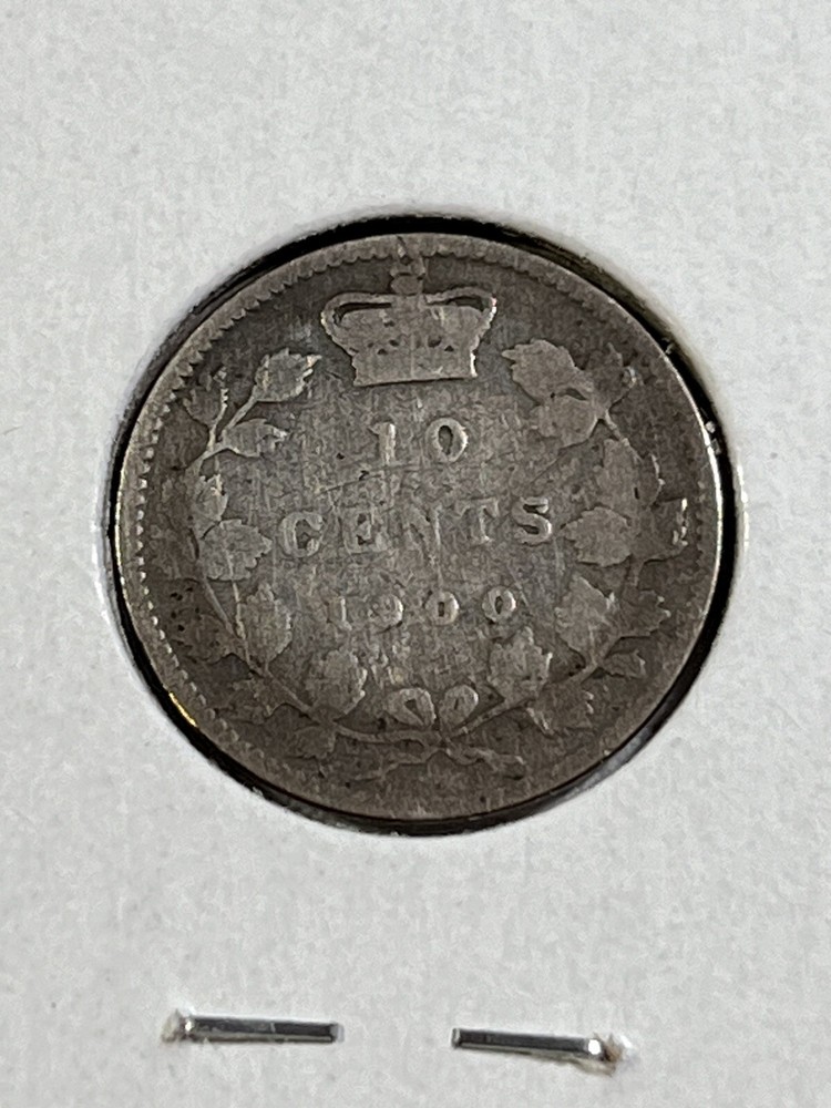 1900 Canada 10 Cents Silver Coin Cleaned