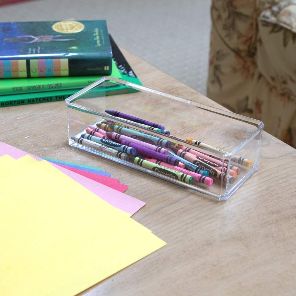 Isaac Jacobs Clear Acrylic Rectangular Stackable Storage Organizer, (9 L x 3.5 W