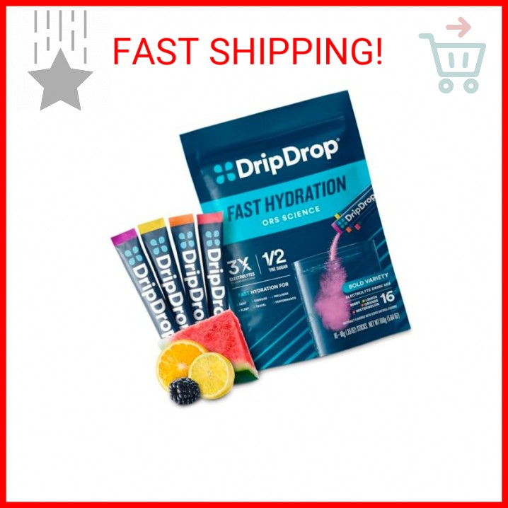 DripDrop Hydration Packets - Bold Variety Pack - Single Serve Electrolytes Powde
