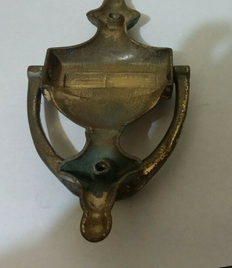 Vintage solid brass door knock knocker 8-inches tall