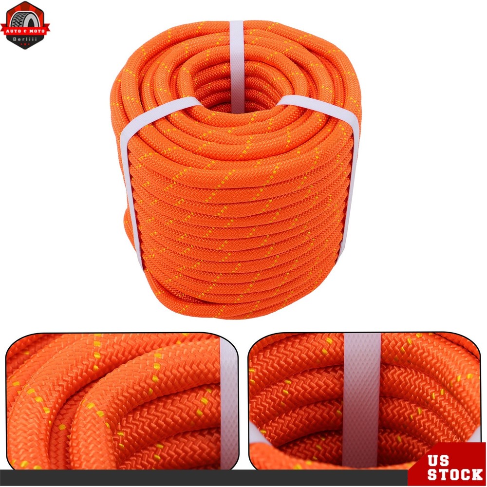 1/2"×125' Double Braid Nylon/Polyester Arborist Rope Pulling Rigging Line Orange