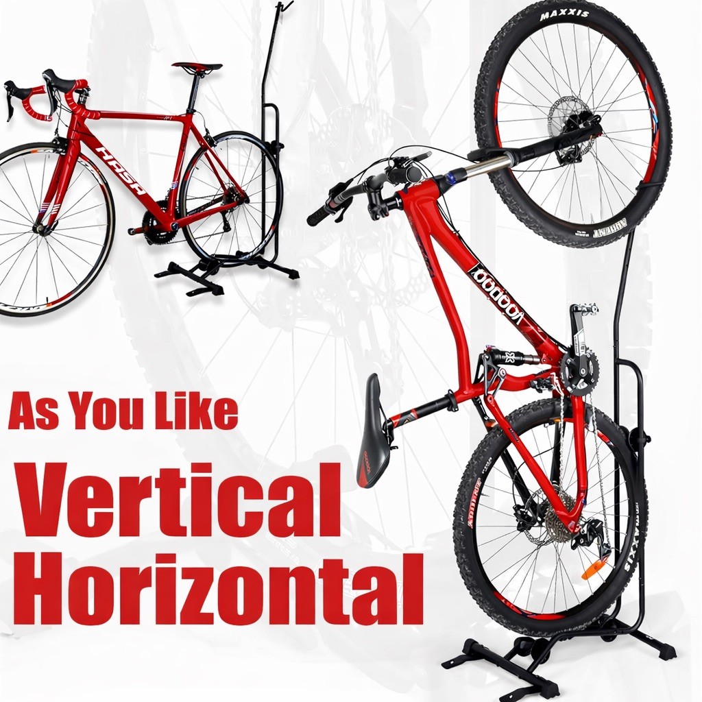 CyclingDeal Steel Bike Stand Vertical & Horizontal Storage 24"-29" Wheels 44 lbs