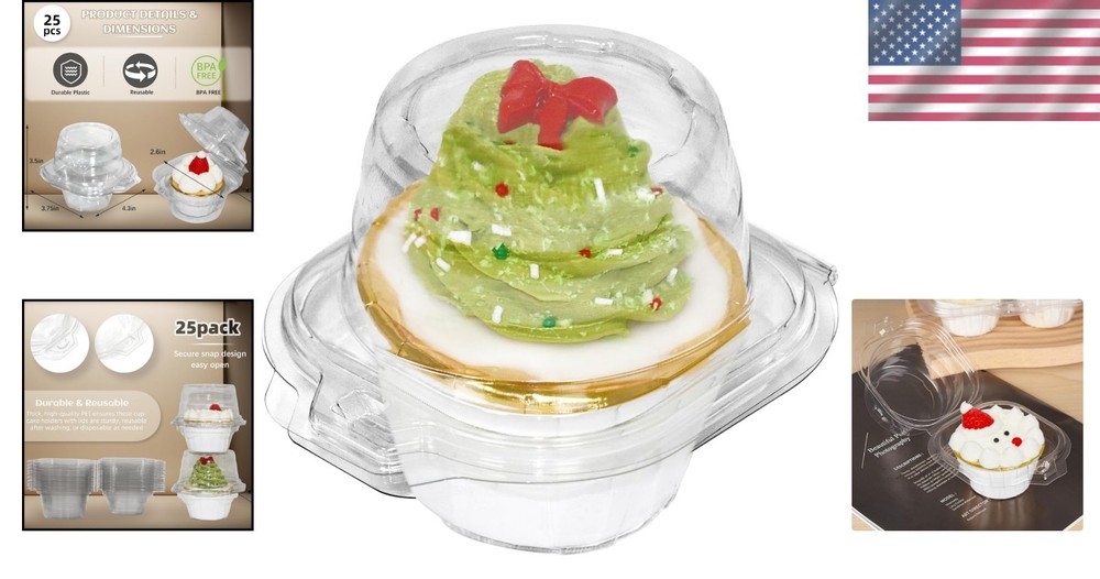 Spacious 3" Cupcake Holders - 50 Pack Clear Stackable Containers for Events