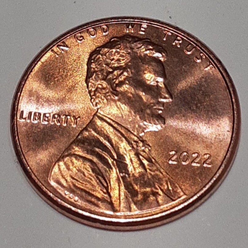 2022 P Lincoln Shield Cent Die Chip & Die Crack Reverse Error Upper left area