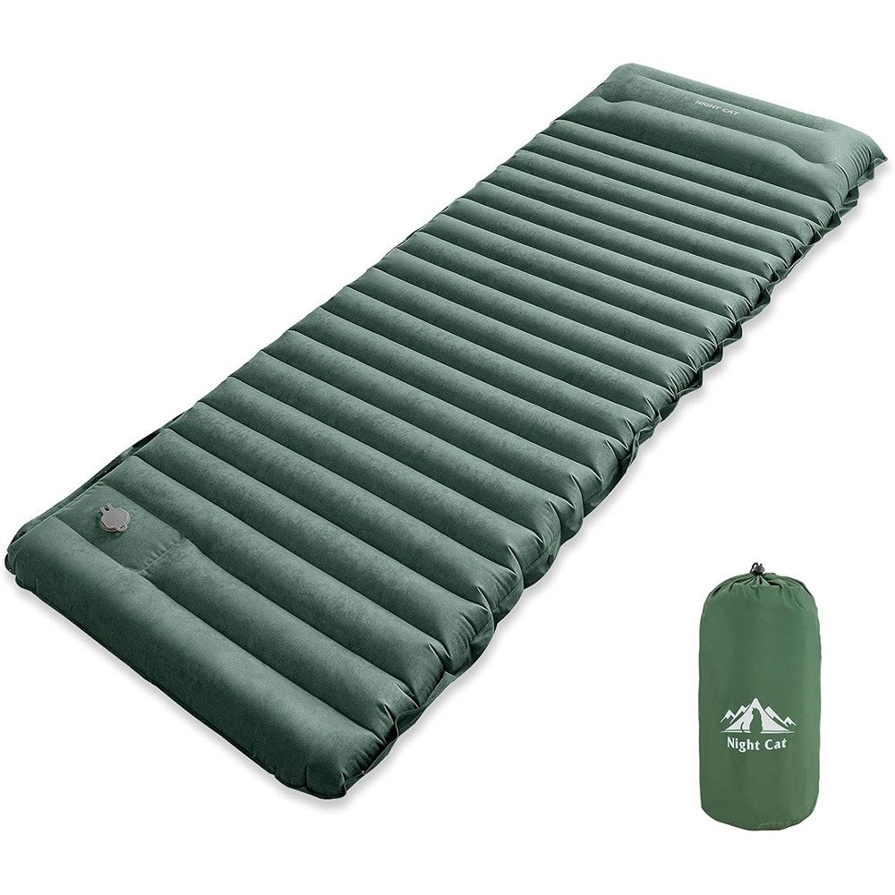 Silent Sleeping Pad for Camping Inflatable 5" Extra-Thick Suede Camping Pad
