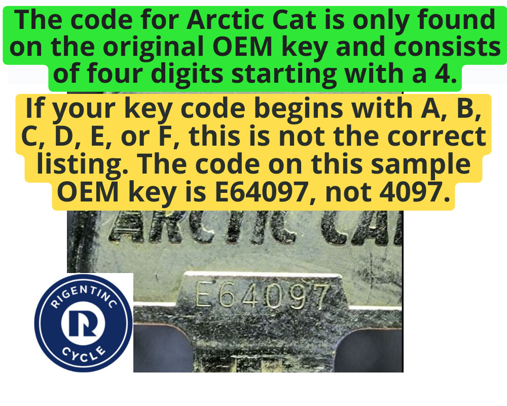 Arctic Cat ATV UTV Snowmobiles Replacement Key Cut to code 4000-4149