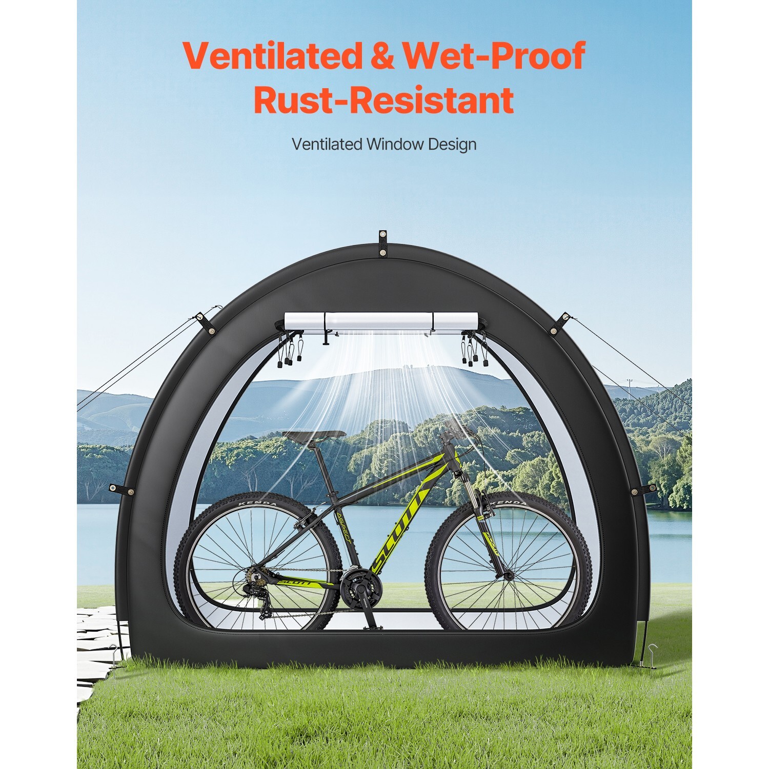 Outdoor Bike Storage Tent Fan-Shaped Waterproof Bike Shed for 1-2/4-5/5+ Bikes