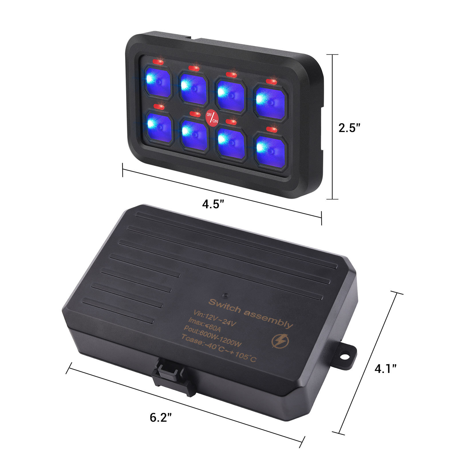 Universal 8 Gang Switch Panel On-Off LED Car Switch Panel Circuit Control 12/24V
