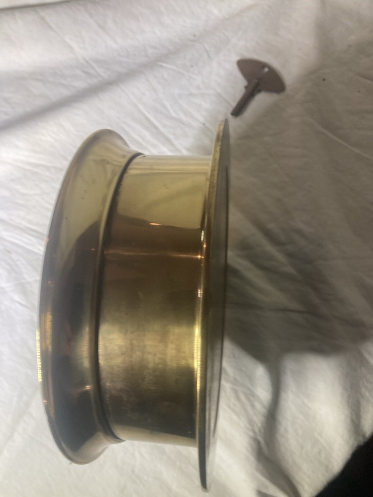 Chelsea 6” Time Only Clock In Brass Case, With Key, Nice Shape!
