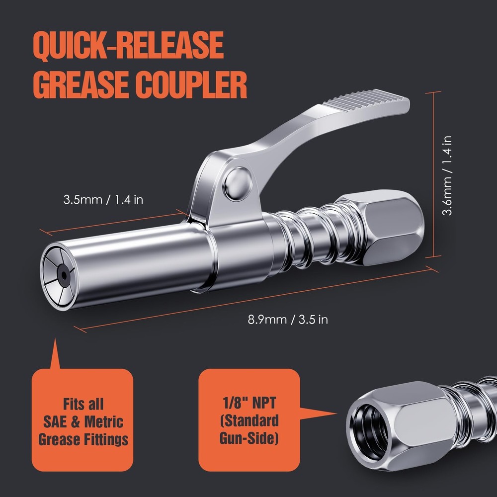 TRILINK Grease Gun Coupler 2-Pack, Quick Release Tips with...