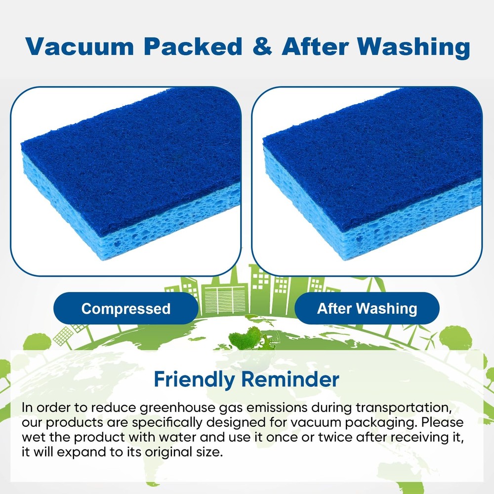 HOMEXCEL Sponges Kitchen 24pcs, Non-Scratch Scrub 24 Count, Blue-rectangle