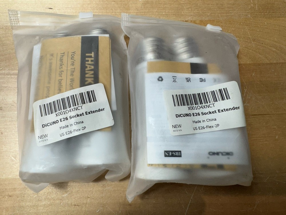 4 QTY - DiCUNO E26 Light Socket Extender LOT