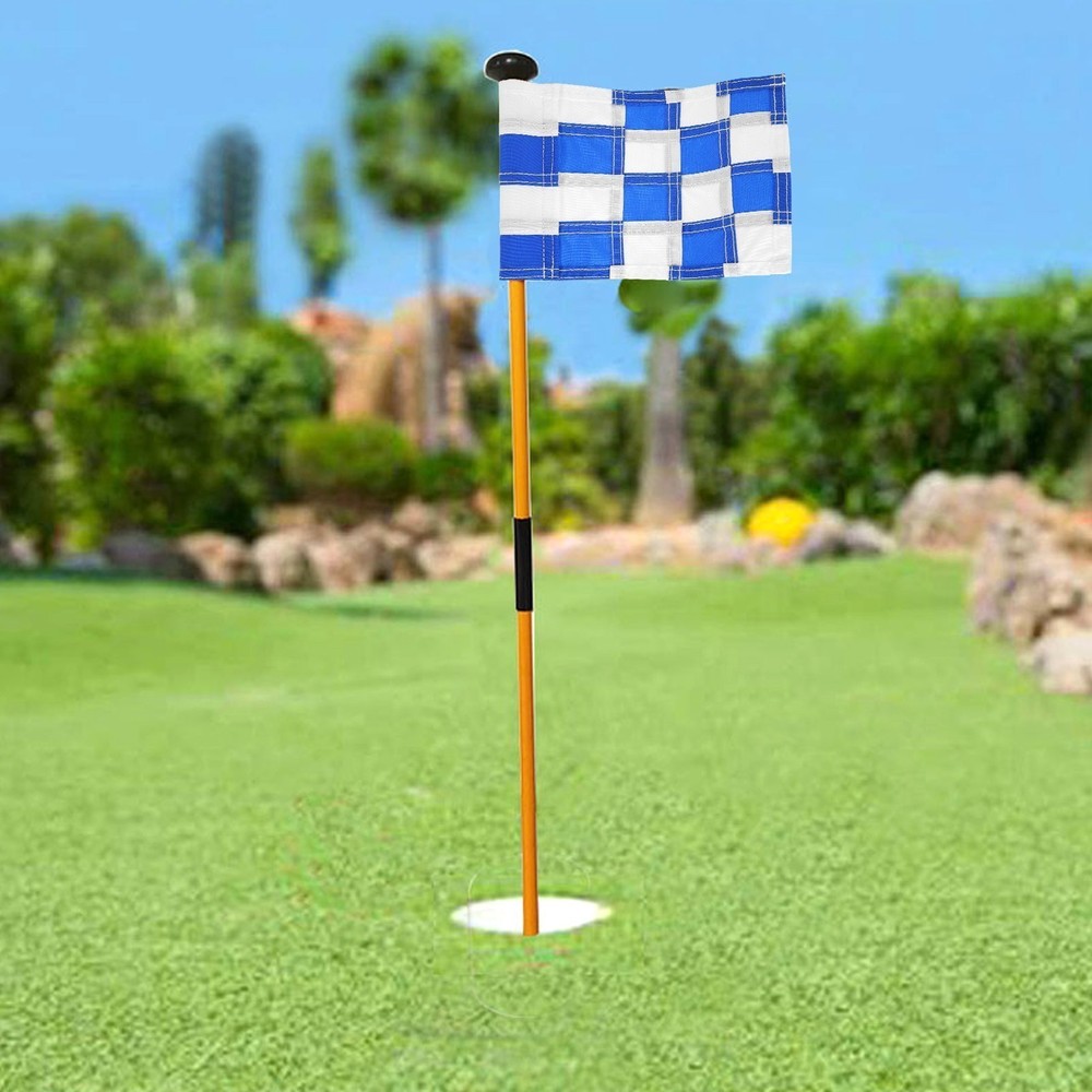 Checkered  Hole Pole Cup Flags  Backyard Practice Putting Green Flags