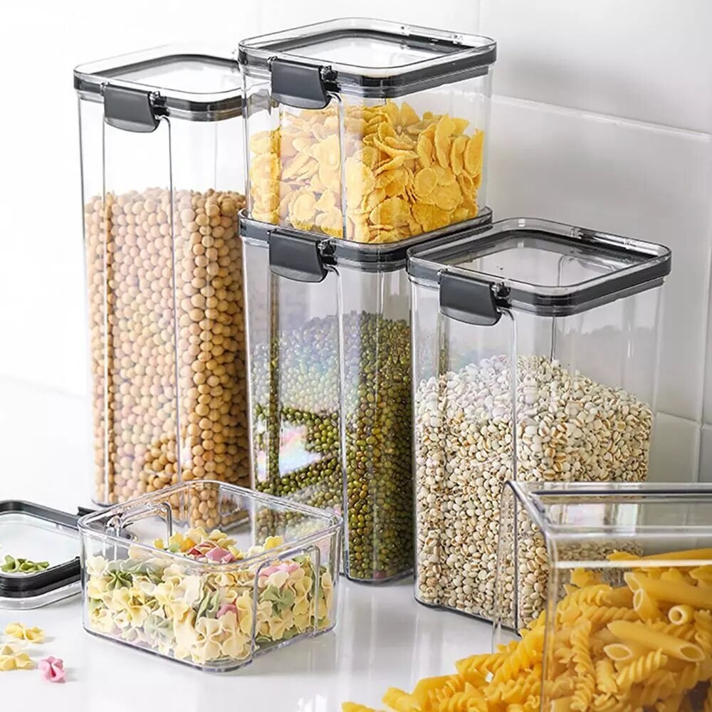 Food Storage Containers Airtight Cans Plastic Storage Boxes Stackable Food