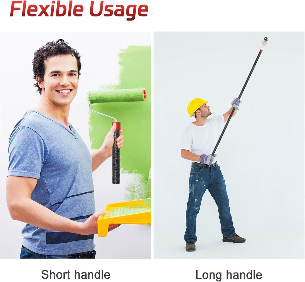 Paint Roller Brush Kit, 6 FT Paint Roller Extension Poles Multi-Function