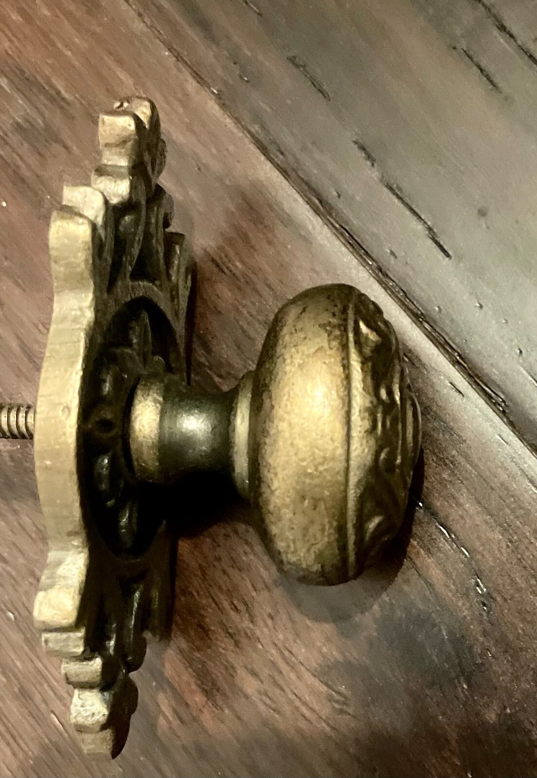 Vintage Metal Brass Drawer Pull Furniture Hardware Cabinet Door Knob w/Backplate