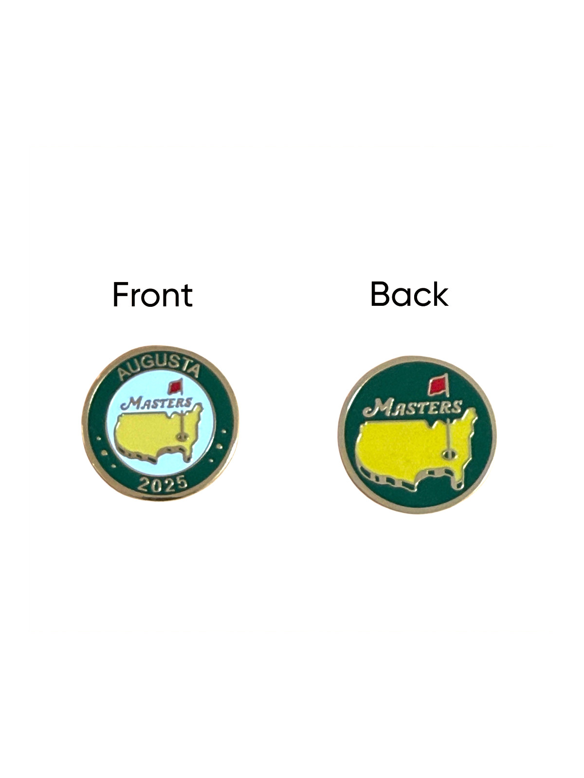 2025 Masters Tournament Magnetic Coin and 2 Sided Ball Marker Augusta Yardages