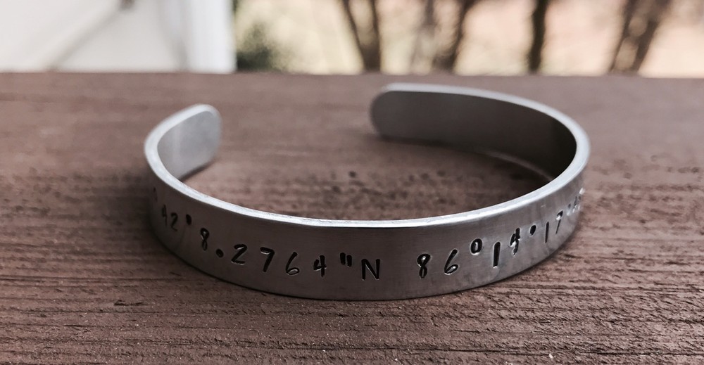 Coordinates Custom Cuff Bracelet Personalized