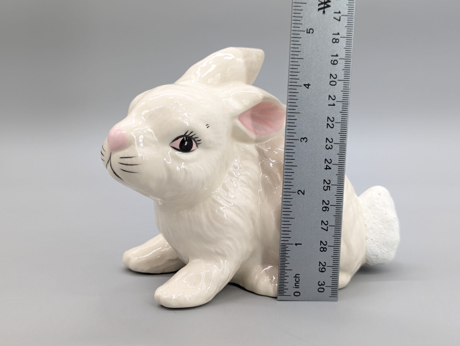 Ceramic White Rabbit Figurine Statue Cottontail Easter Bunny 7"