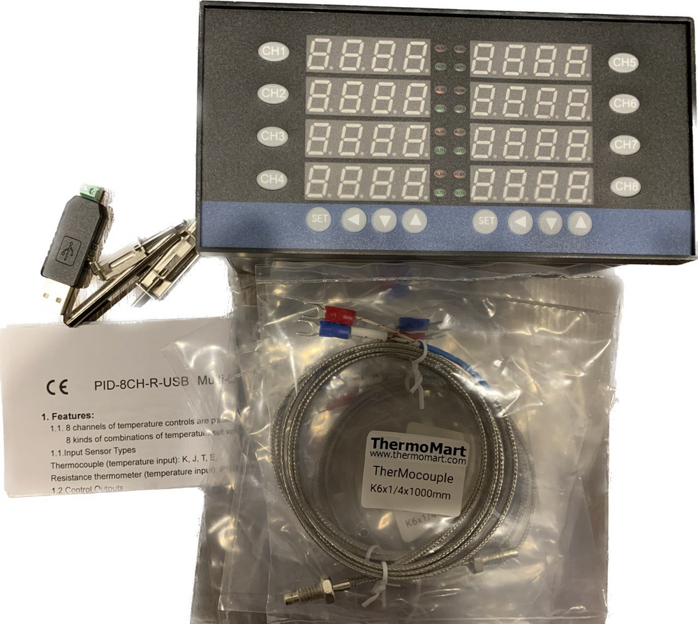 8 Zone Channel PID Temperature Recorder Data Logger Controller USB RS485 to PC