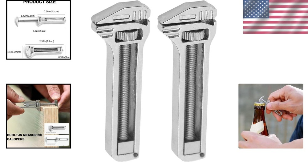 Durable Compact Titanium Multi-tool: Keychain Mini Wrench & Bottle Opener - 2pcs