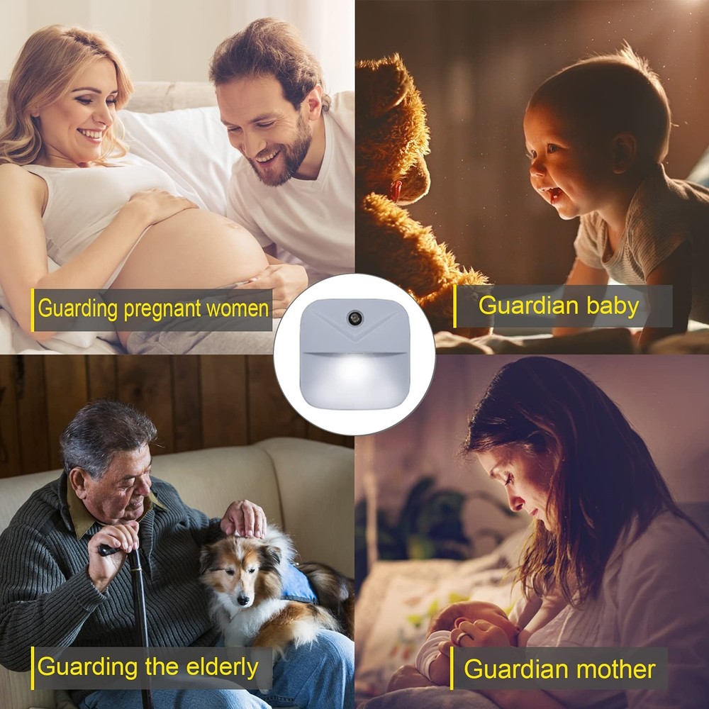 Motion Sensor LED Night Light 6 Pack Plug-In for Bathroom Kitchen Hallway Use