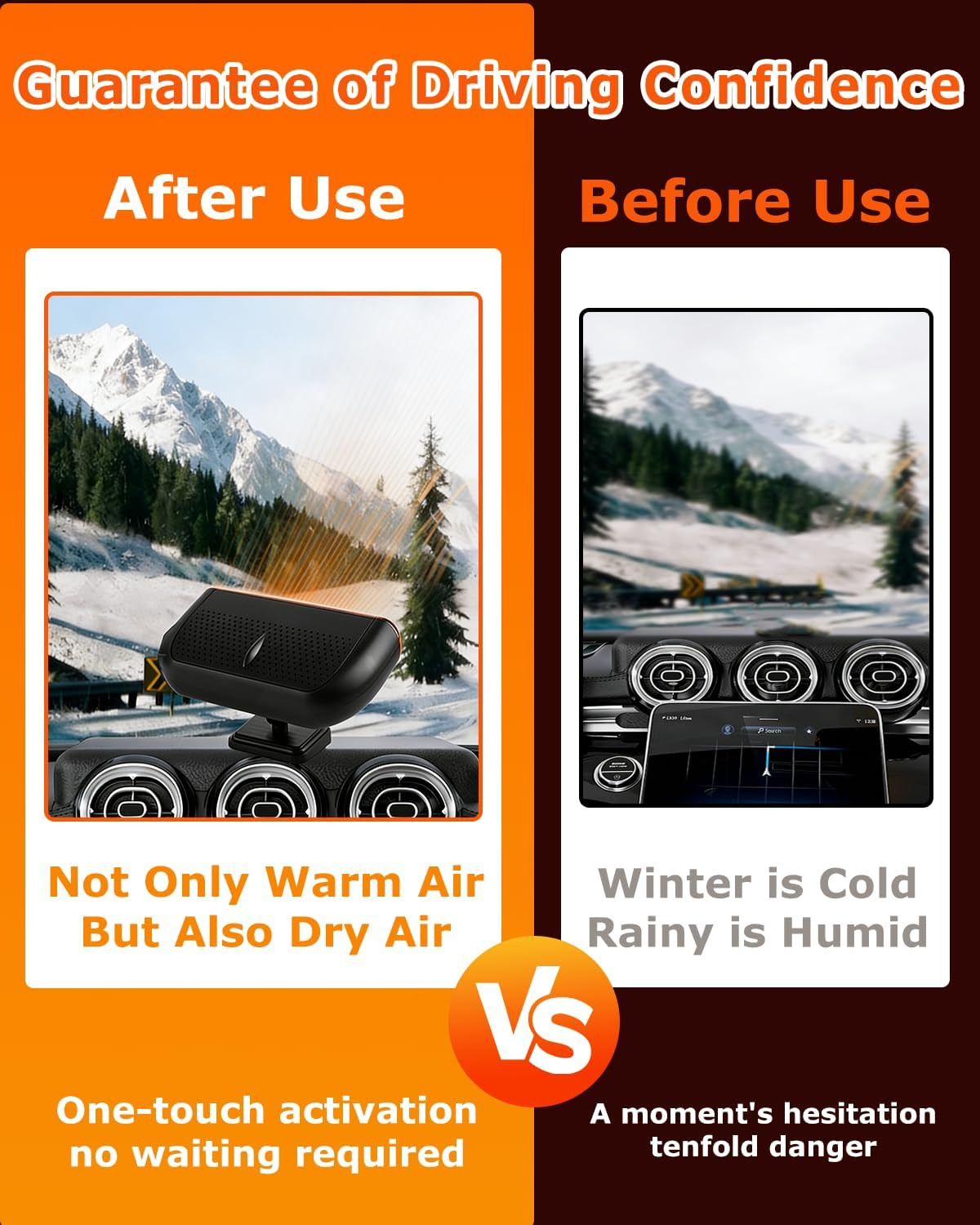 Car Heaters for Vehicle, 12V Portable Heater for Car, 3-In-1 Plug in Car Heater,