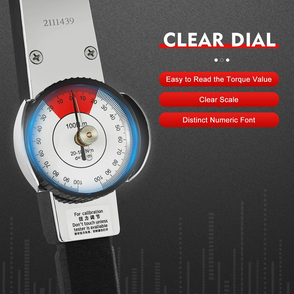 Dial Indicator Torque Wrench Indicating Torquemeter Torque Testing 0-100n.m New