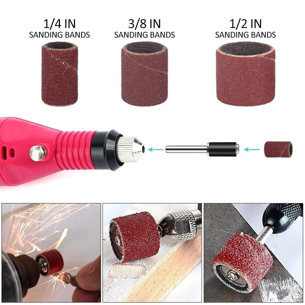 384PCS Drum Sanding Kit For Dremel Nail Drill Bits Accessories Rotary Tool Set A
