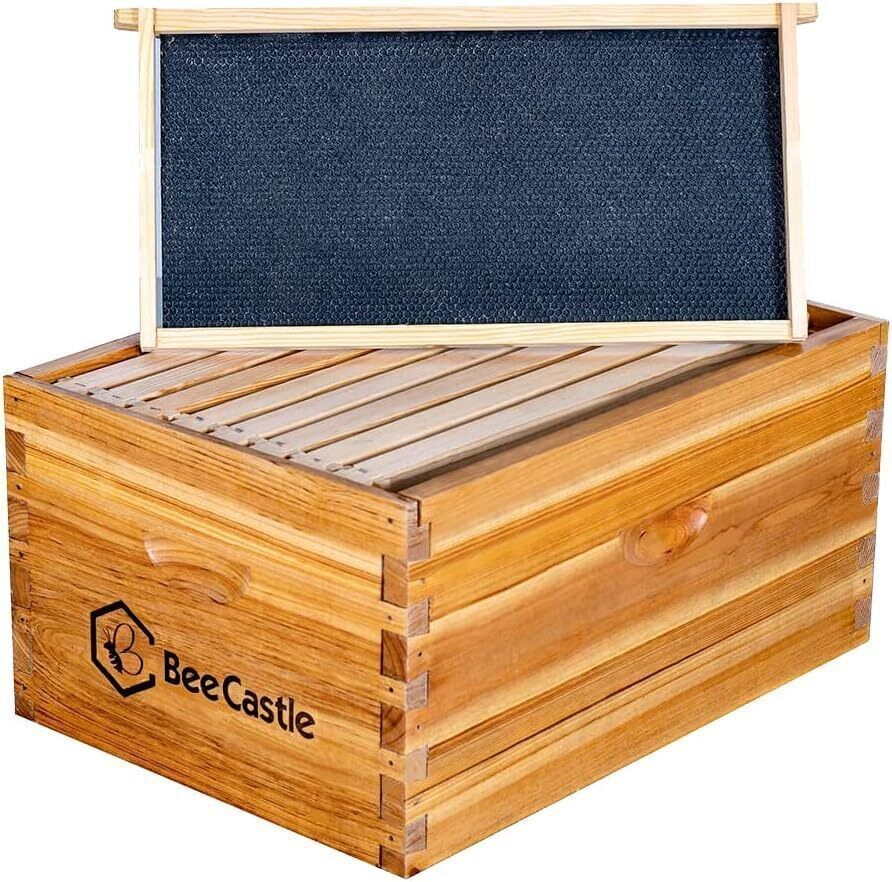 8 Frame Heavy Wax Coated Langstroth Unassembled Deep/Brood Box with Frames