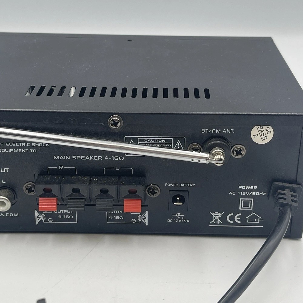 Pyle Compact Bluetooth FM Power Amplifier 100WX2 Max 2 Inputs w/ RCA & Terminals