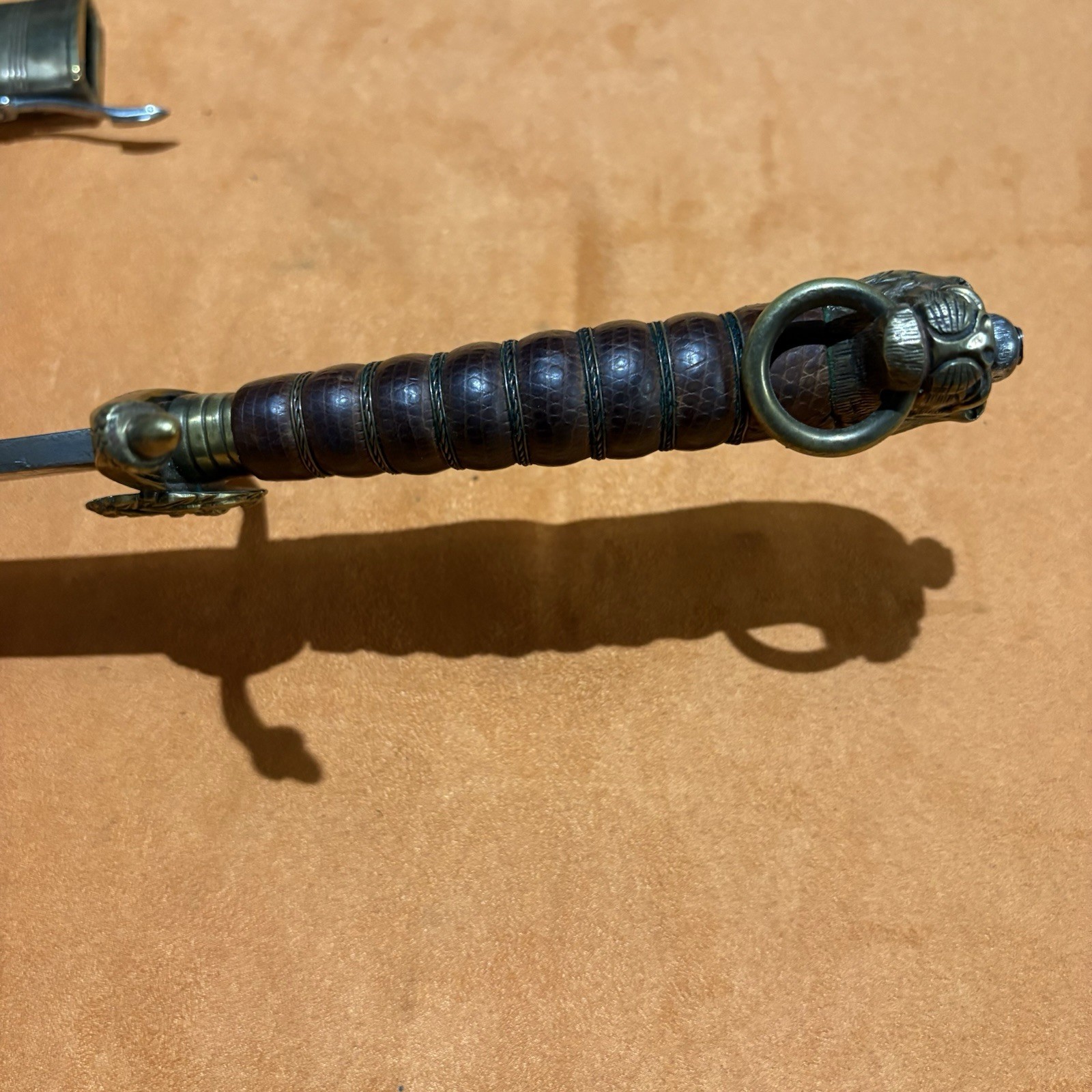 WW1 British Naval Lion Head Engraving Sword