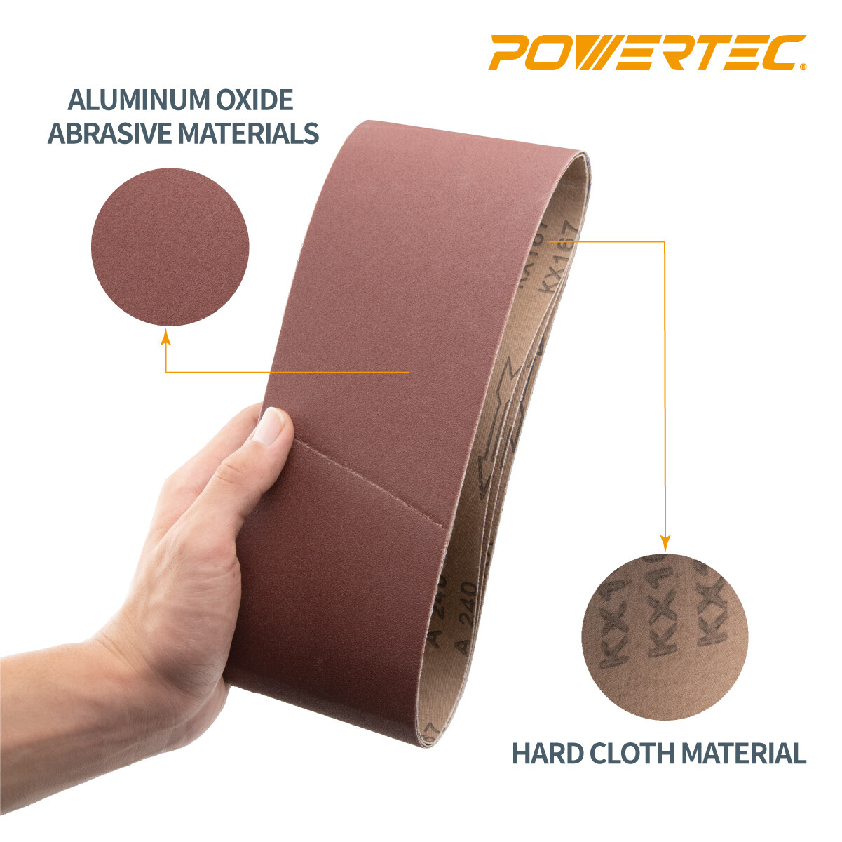 POWERTEC 4 x 24" Sanding Belt 40 Grit Aluminum Oxide Sandpaper-10 PK (110060)