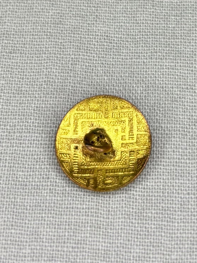 Antique Champleve Enamel Button with Geometric Design - 9/16”