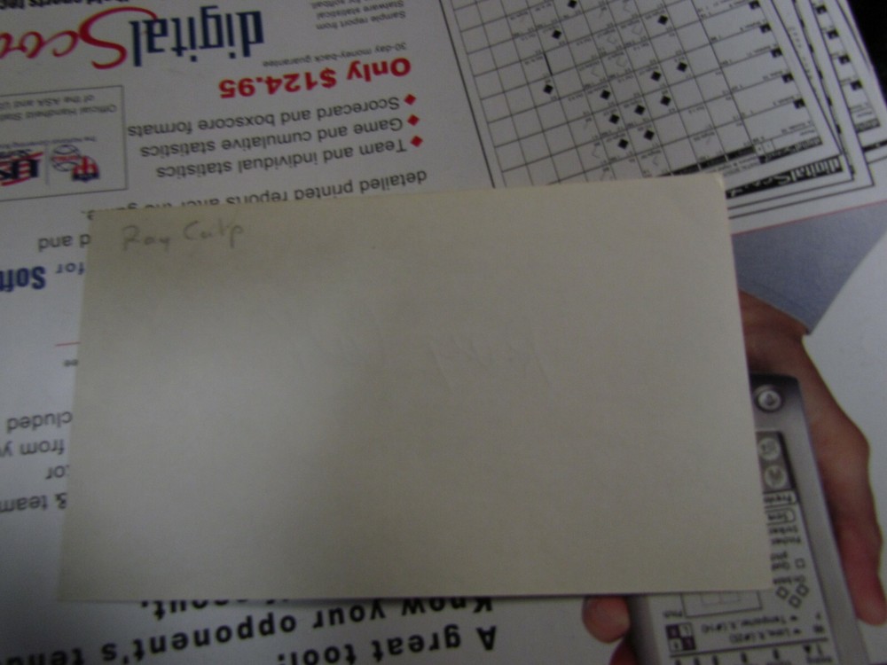 Ray Culp autographed index card