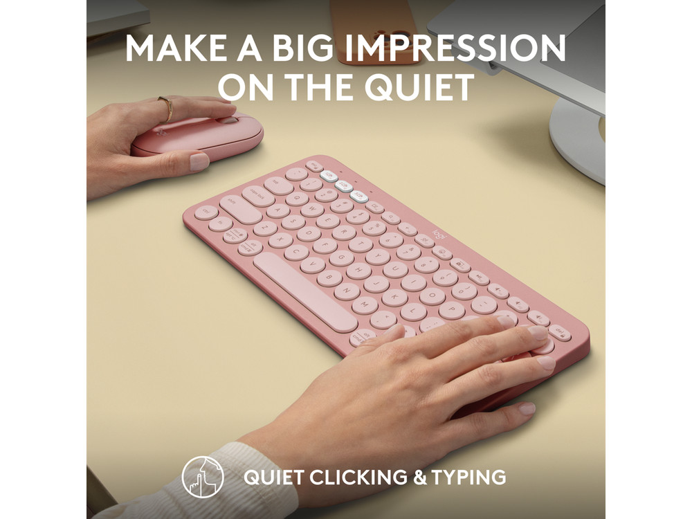 Logitech Pebble 2 Combo Wireless Quiet Keyboard and Mouse, Customisable, Logi Bo