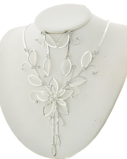 Clear Rhinestone Y-neck / Necklace & Earring Set